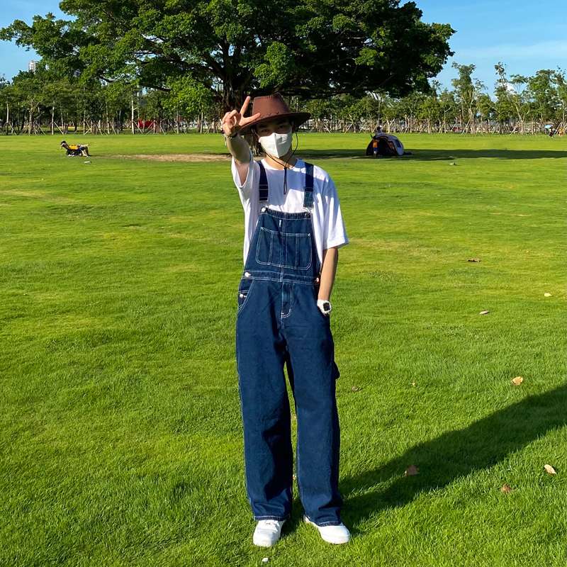 サロペット レトロワイドデニムオーバーオール