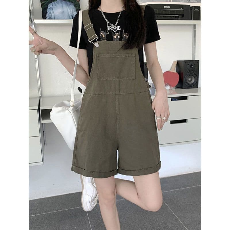 サロペット ゆったりショート丈サロペット