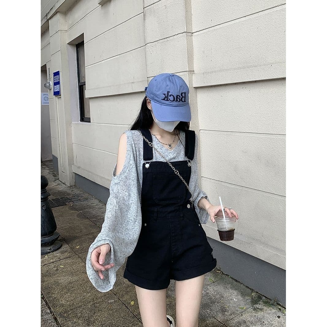 サロペット おしゃれ感溢れる短丈サロペット