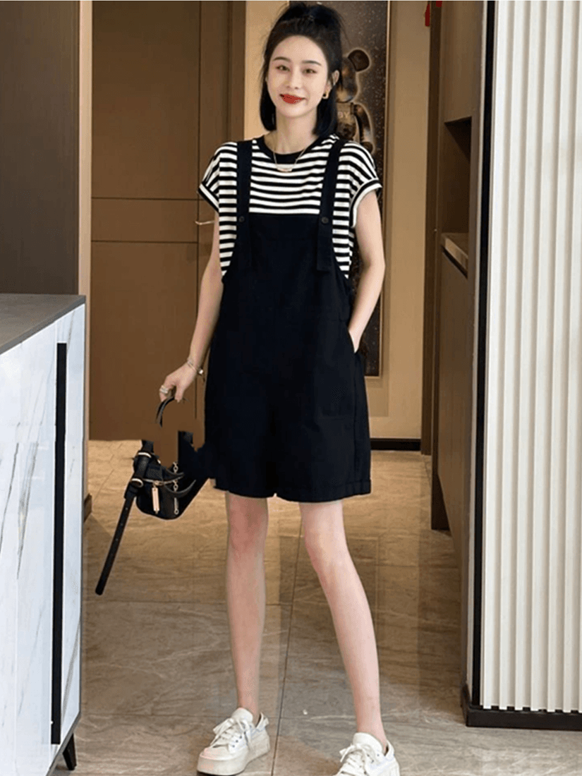 サロペット レトロ可愛いオーバーオールワンピース