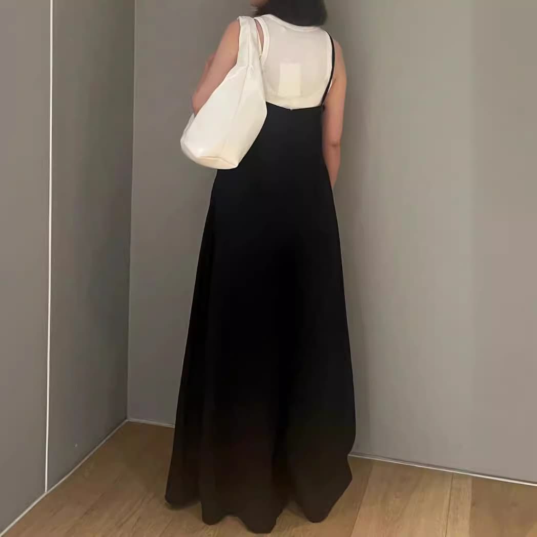 ゆったりサロペットワイドパンツ