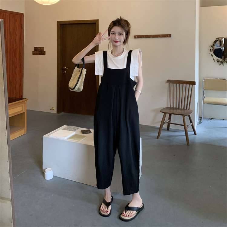 シンプルゆったりサロペットパンツ