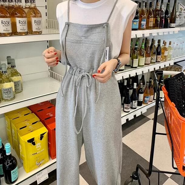 夏新作サロペット ワイド美脚パンツ 大人カジュアル