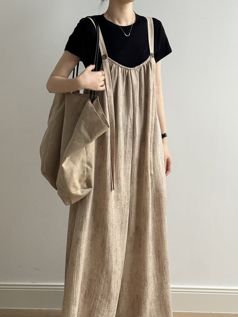 女性用ワイドキャミサロペット体型カバーオールインワン