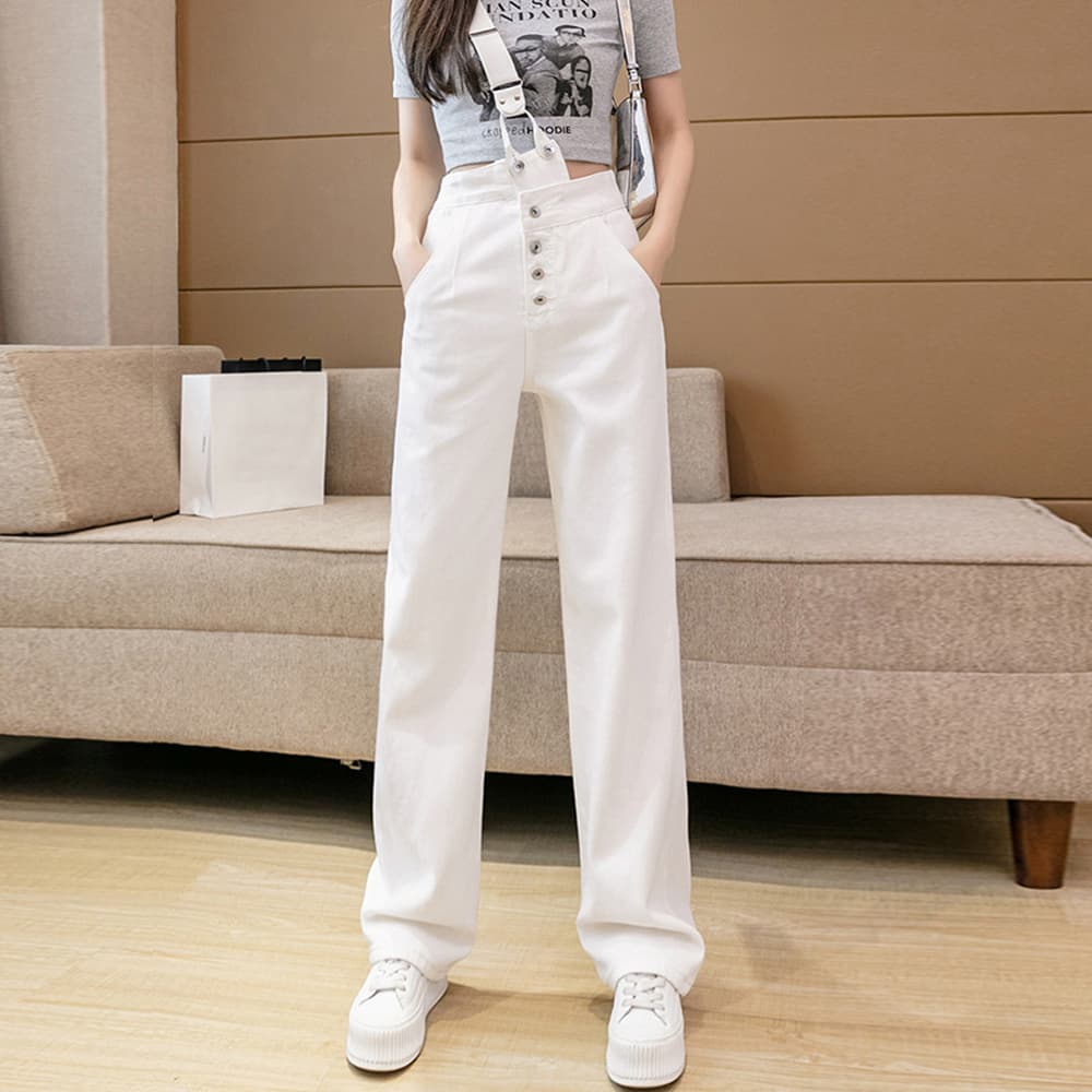 ワンショルダー サロペット風デニムパンツ　オーバーオール