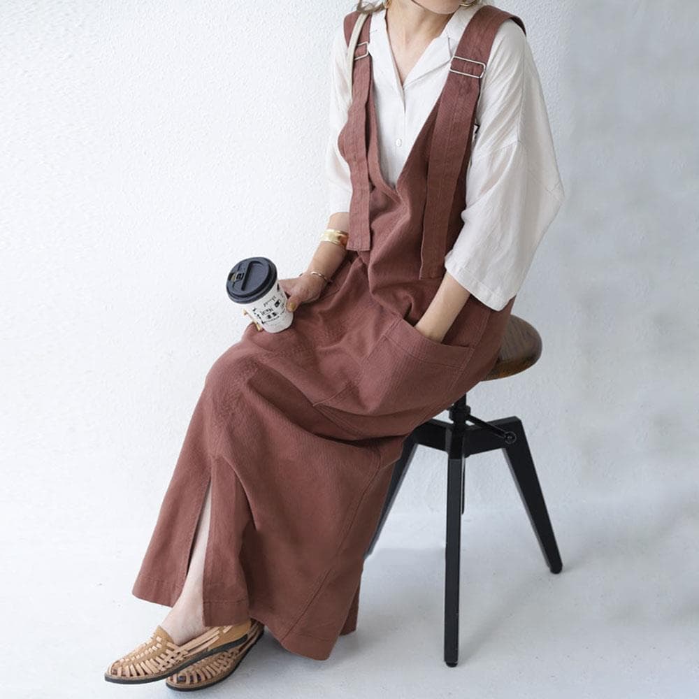 大人サロペットスカート ゆったりマキシ丈 カジュアル