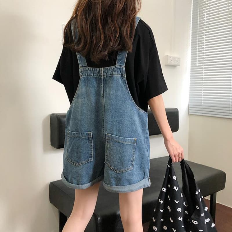 サロペット ゆったりショート丈サロペット