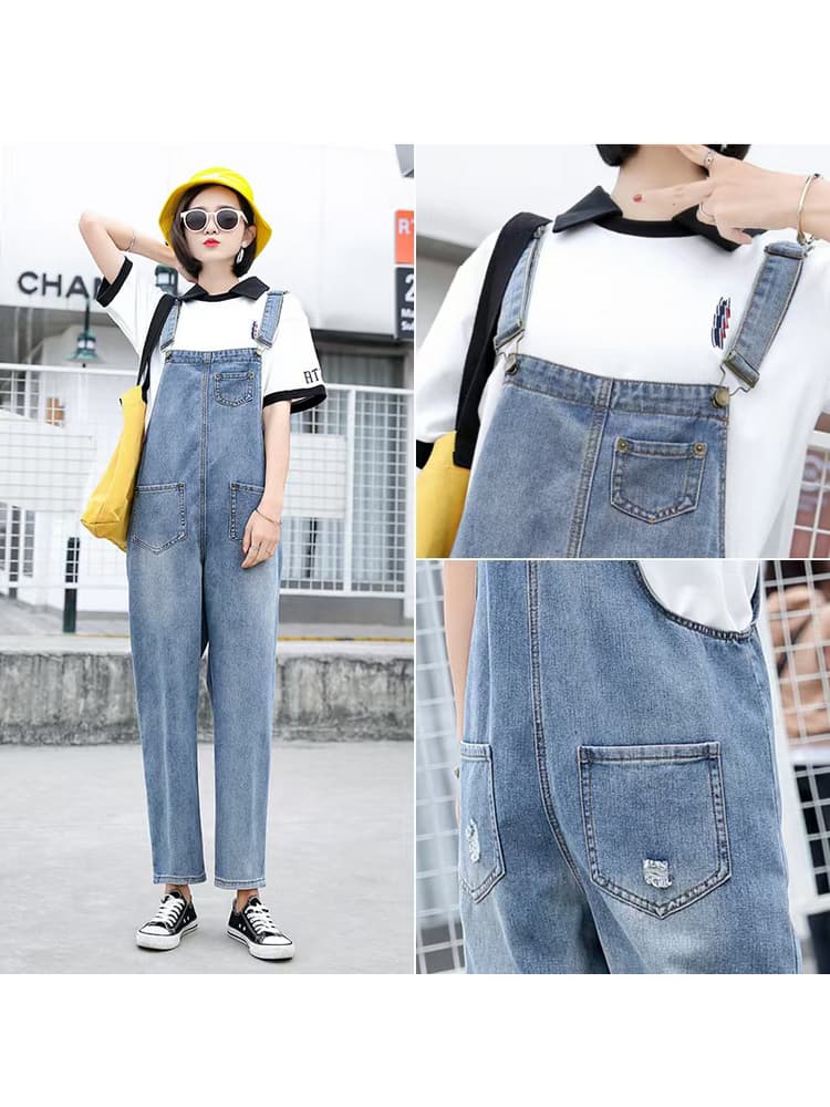 サロペットパンツ おしゃれカジュアル ゆったりデニムサロペット