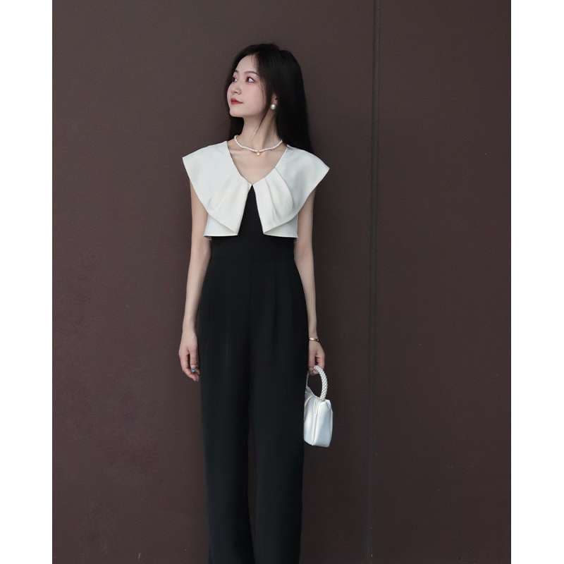 サロペット エレガントモノトーンジャンプスーツ