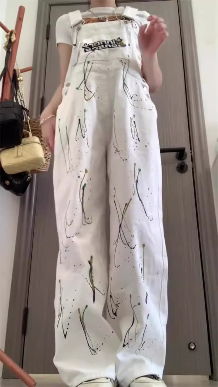 サロペット アーティスト風ペイントサロペット