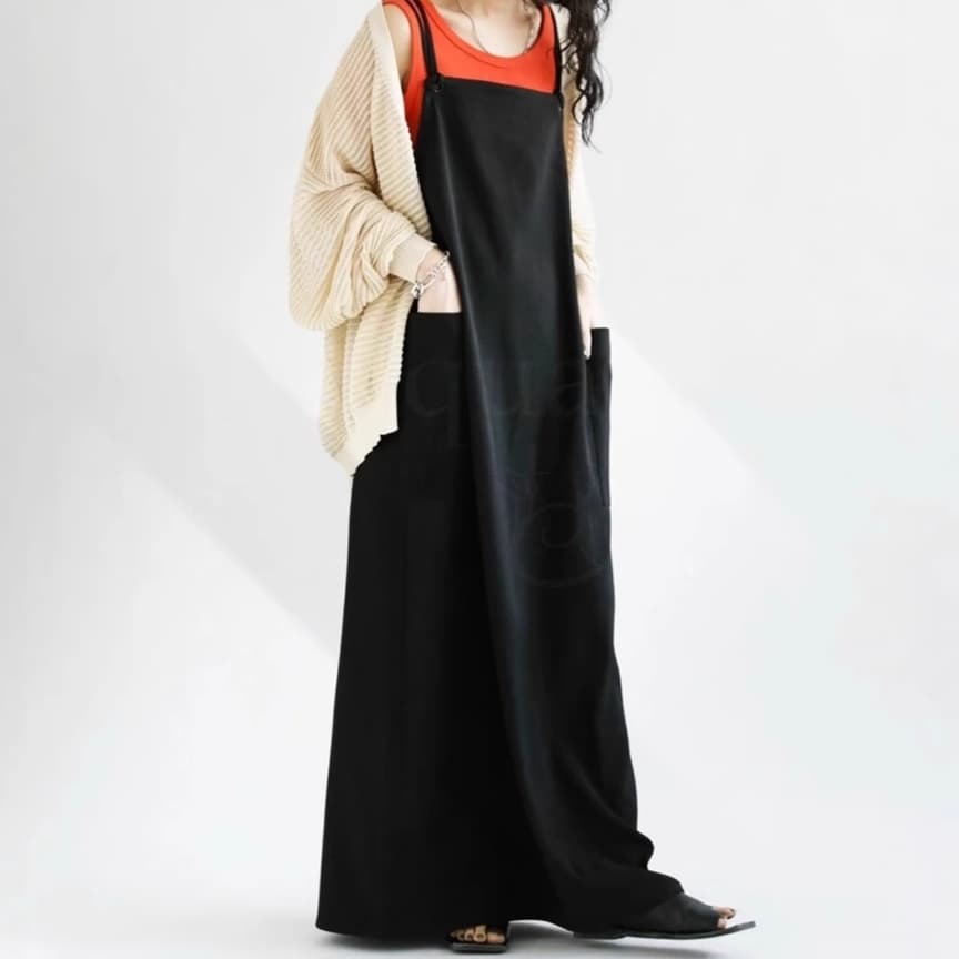 シンプルサロペットマキシワンピース