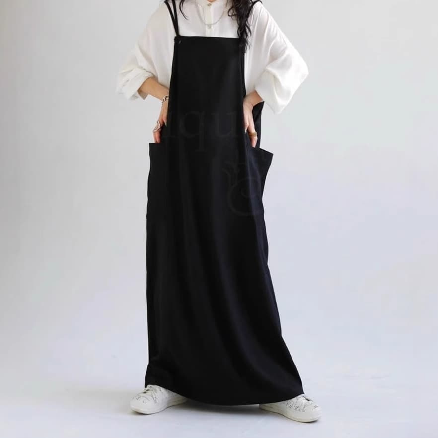 シンプルサロペットマキシワンピース