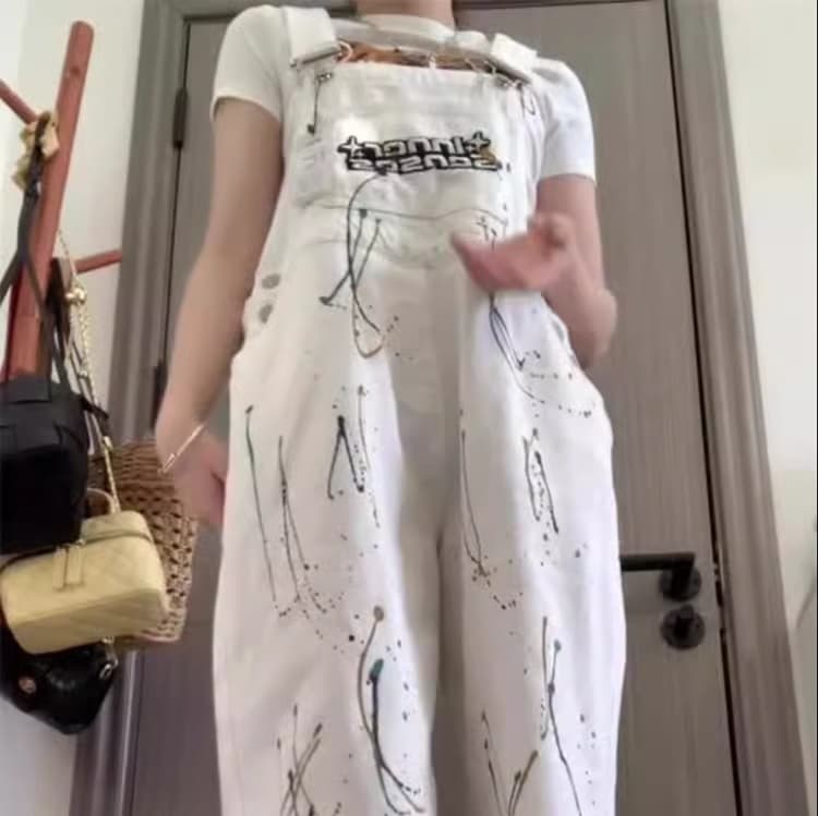 サロペット アーティスト風ペイントサロペット