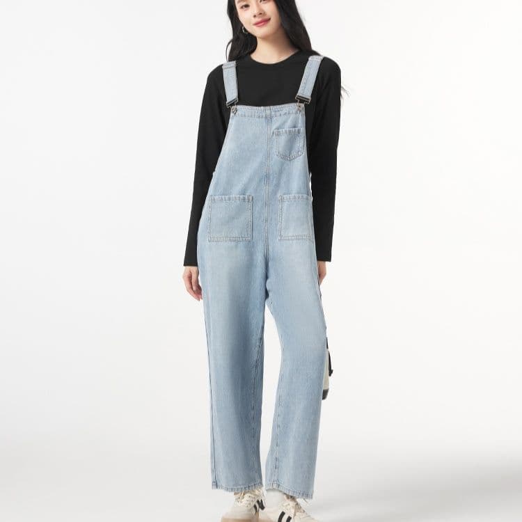 サロペットパンツ サロペット 大人のゆったりデニムつなぎ