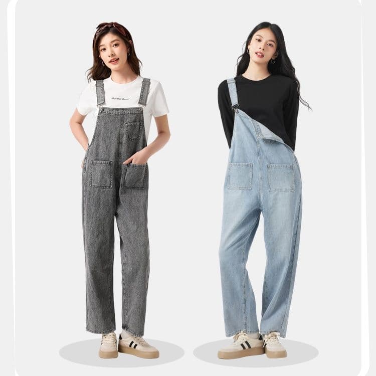 サロペットパンツ サロペット 大人のゆったりデニムつなぎ