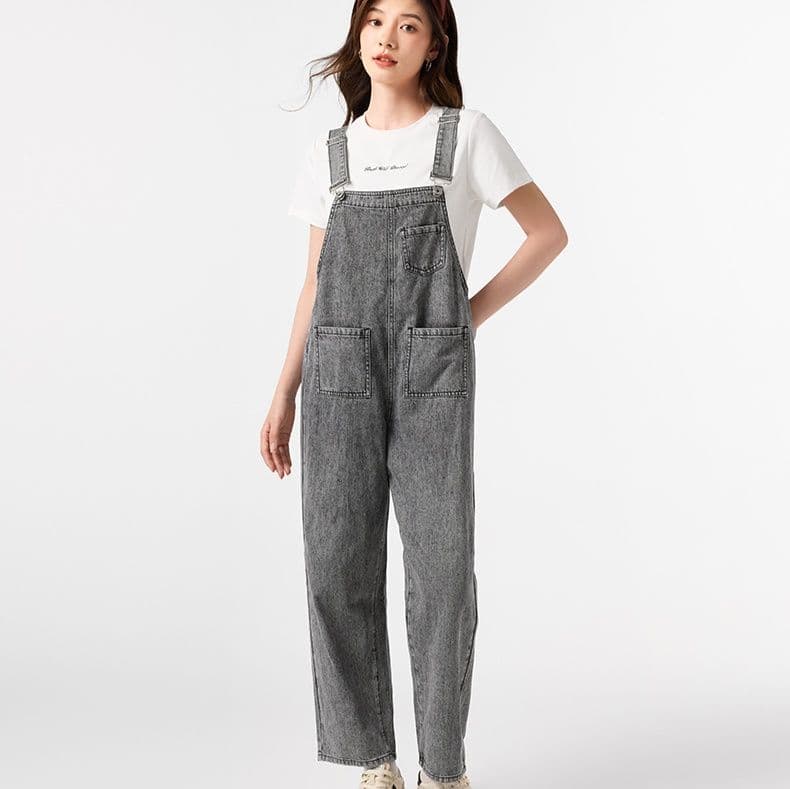 サロペットパンツ サロペット 大人のゆったりデニムつなぎ