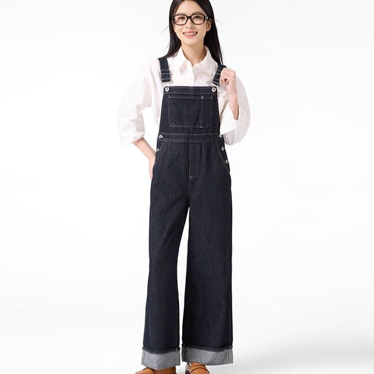 サロペットパンツ クラシックワイドデニムサロペット