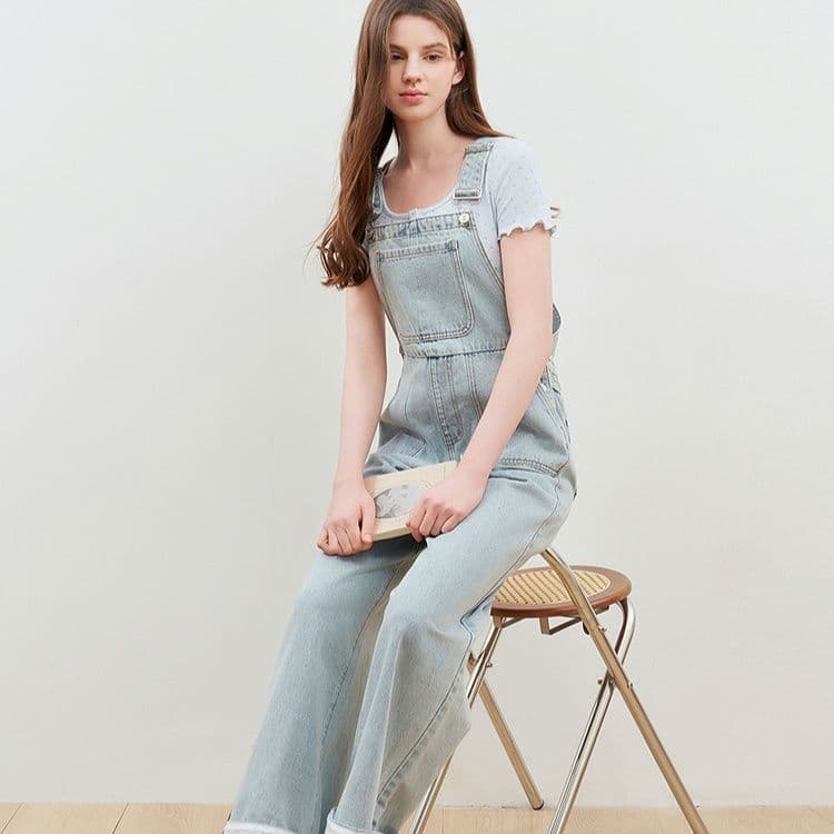 サロペットパンツ ゆったりシルエット直線美サロペット