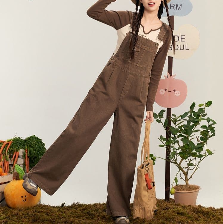 サロペットパンツ 農園風味のゆったりサロペット