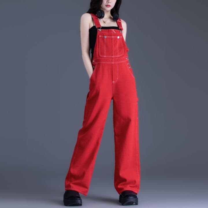 サロペットパンツ サロペット ゆったりシルエットのつなぎ