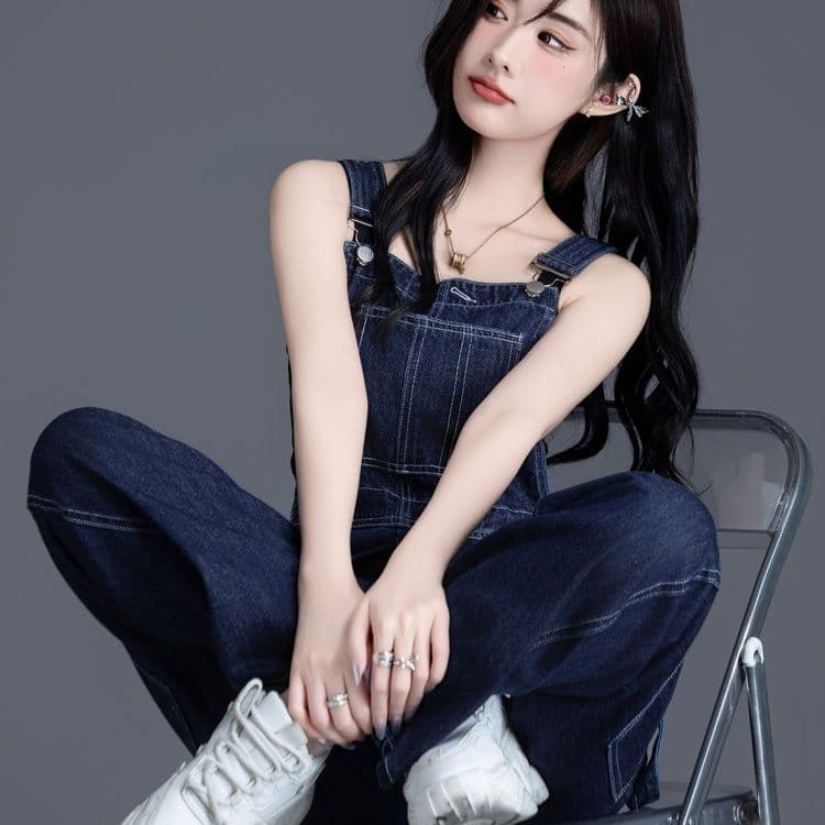 サロペットパンツ サロペット ゆったりシルエットのつなぎ