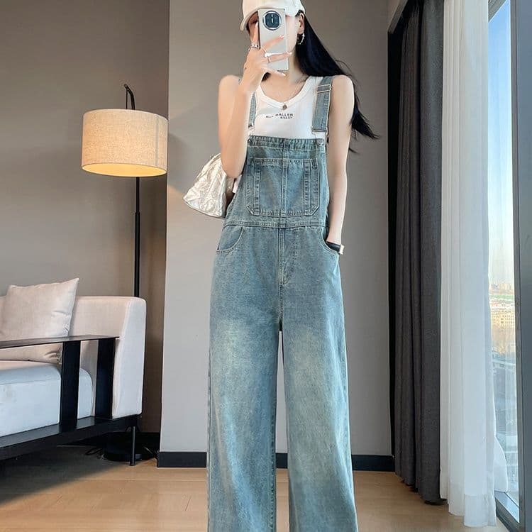 サロペットパンツ サロペット ゆったりワイドシルエットのつなぎ