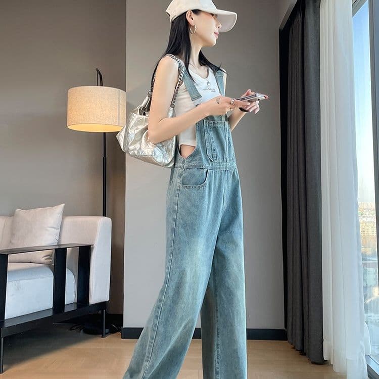 サロペットパンツ サロペット ゆったりワイドシルエットのつなぎ