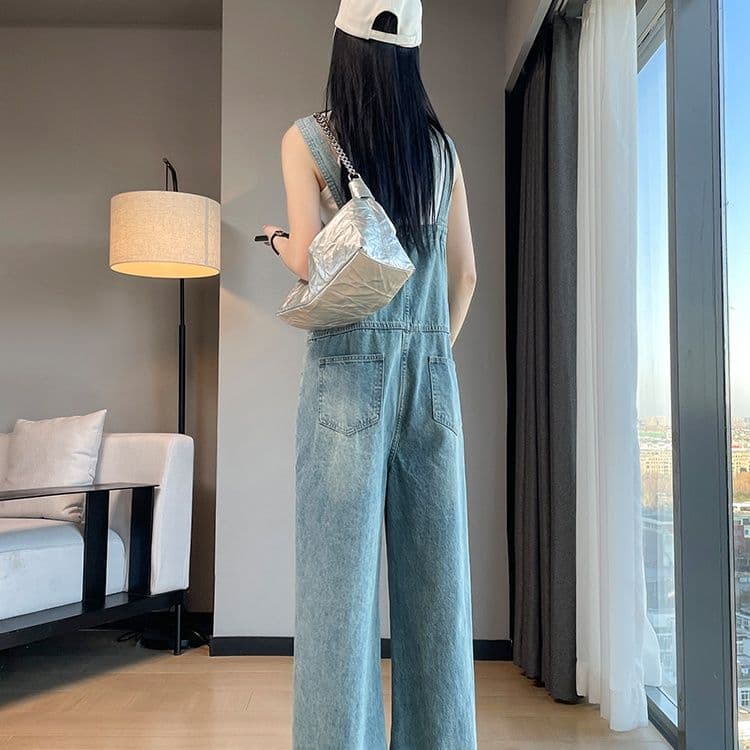 サロペットパンツ サロペット ゆったりワイドシルエットのつなぎ