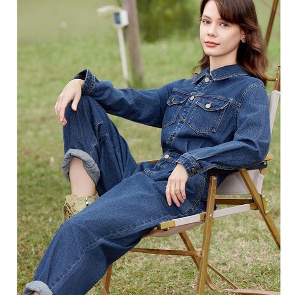 サロペットパンツ サロペット ゆったりシルエット デニムつなぎ