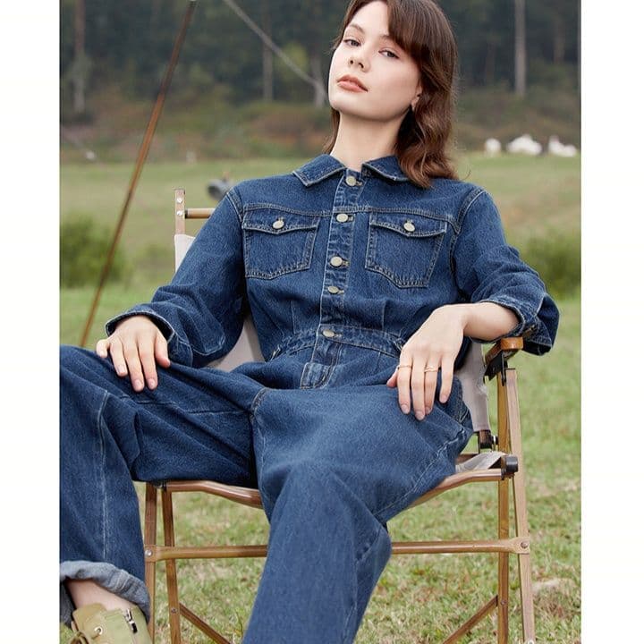 サロペットパンツ サロペット ゆったりシルエット デニムつなぎ