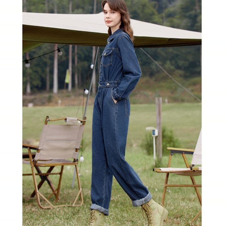 サロペットパンツ サロペット ゆったりシルエット デニムつなぎ