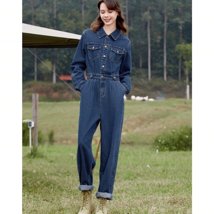 サロペットパンツ サロペット ゆったりシルエット デニムつなぎ