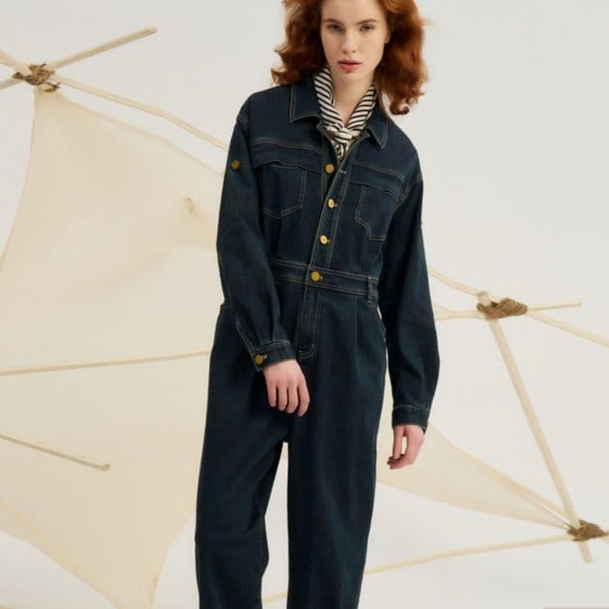 サロペットパンツ サロペット 職人風デニムつなぎ作業服