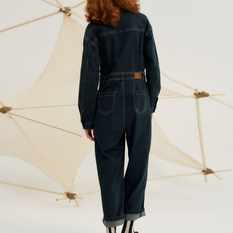 サロペットパンツ サロペット 職人風デニムつなぎ作業服