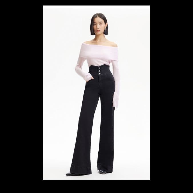 サロペット フロントボタン ワイドレッグ サロペット