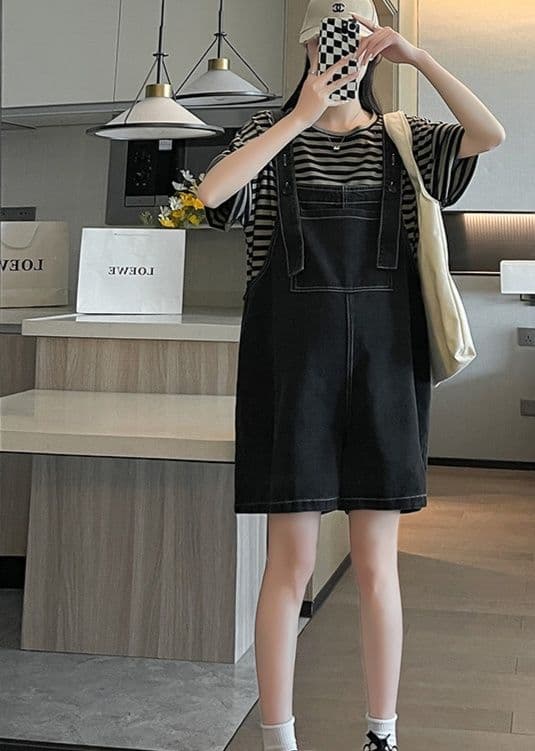 サロペット ゆったり着用ショートサロペット