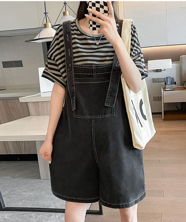 サロペット ゆったり着用ショートサロペット