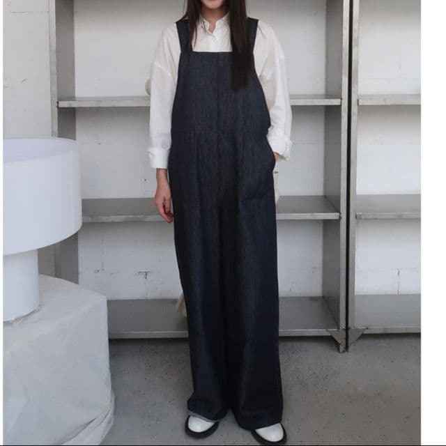 サロペット ゆったりワイドデニムサロペット