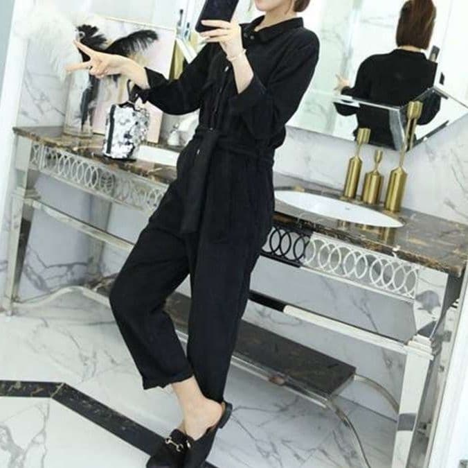 サロペット ゆったりコーデュロイつなぎ