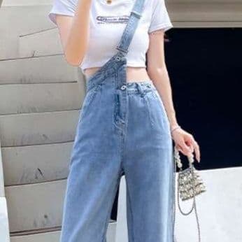 サロペット トレンディオーバーオール デニム＆ホワイト