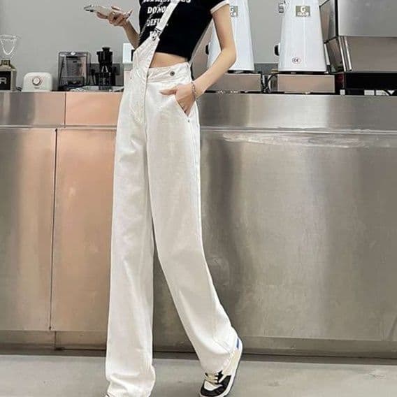 サロペット トレンディオーバーオール デニム＆ホワイト