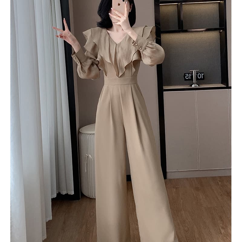 フリル衿リボン付きサロペット