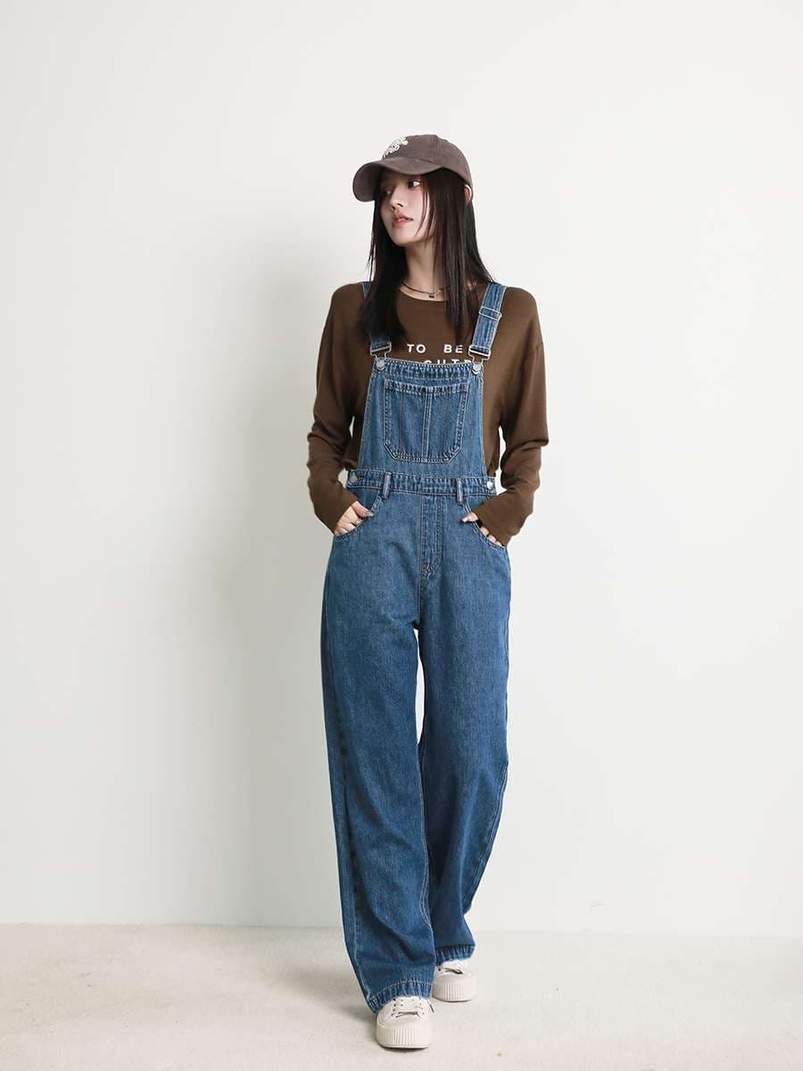 ゆったりデザイン サロペット デニム オーバーオール