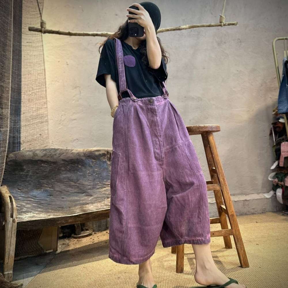 ゆったりコーデュロイサロペット レトロ風