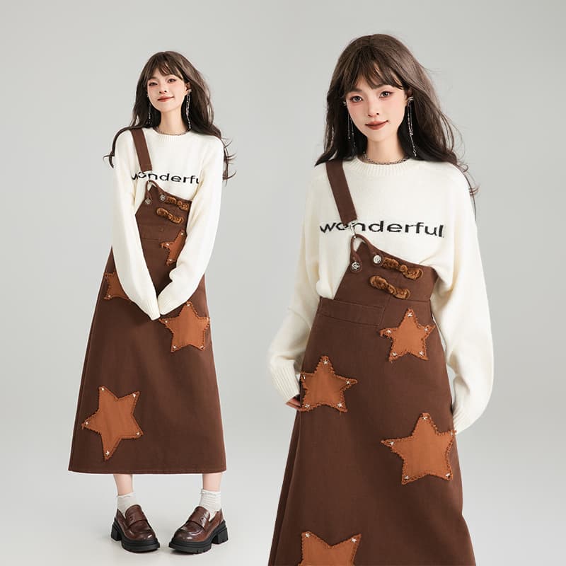 サロペット星モチーフ付きジャンパースカート