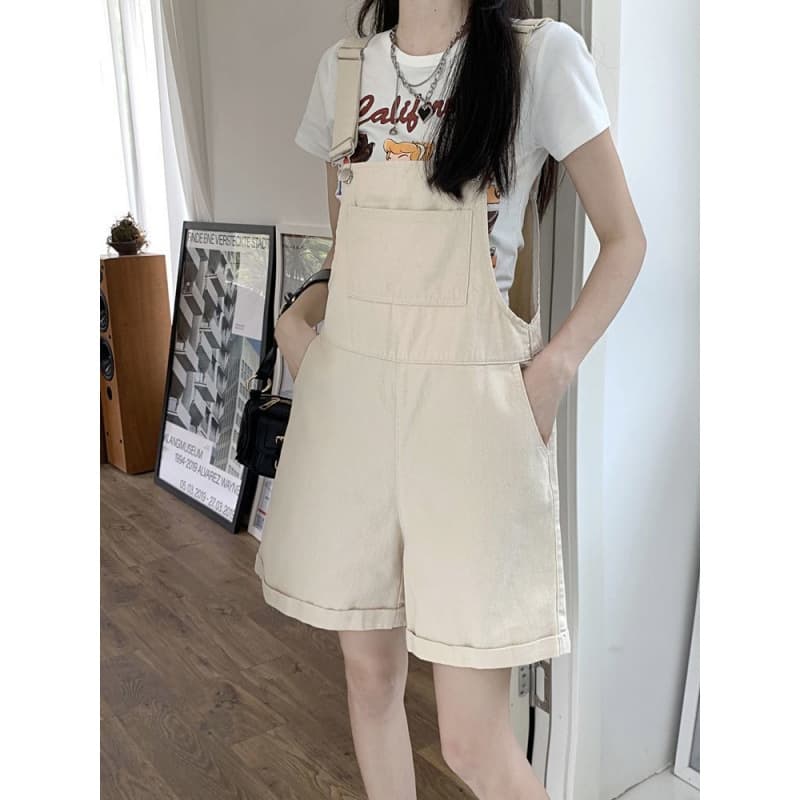 サロペット ゆったりショート丈サロペット