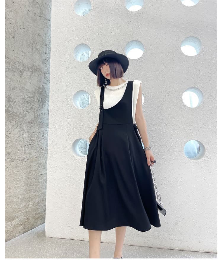 きれいめ黒サロペットスカート ロング丈