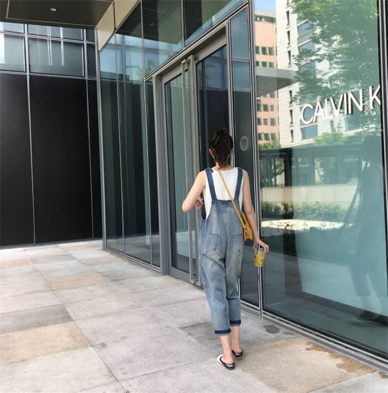 ゆったりデニムサロペット レディース 体型カバー つりズボン オーバーオール