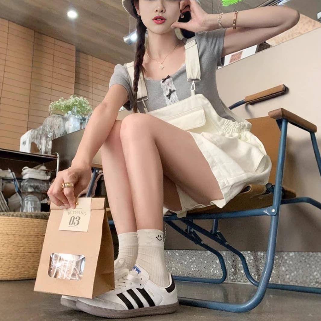 サロペット ゆるふわショートサロペット