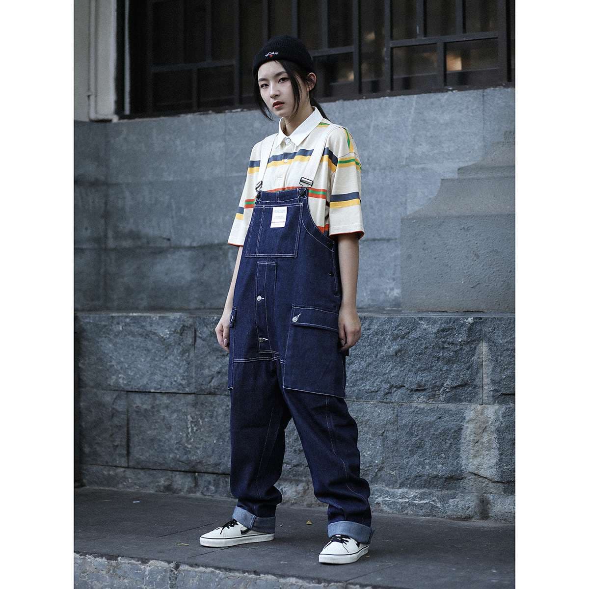 サロペット ゆったりワークスタイル デニムオーバーオール